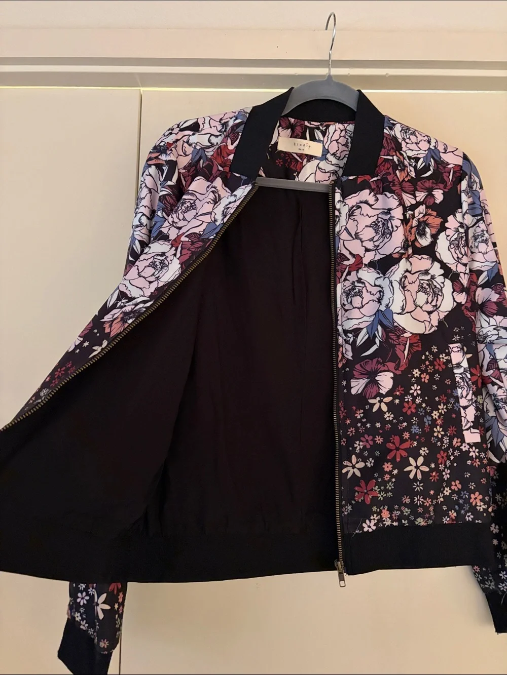 Elodie Floral Bomber Jacket in Pink & Navy
